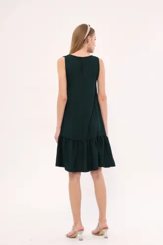 Women Emerald Sleeveless Ruffled Dress ARM-18Y001156-Emerald - 4
