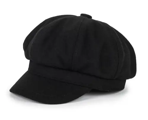 Women Fashion Newsboy Hats Wool Beret Vintage Cabbie Cap Bakerboy Pageboy Winter Hat for Ladies Girls - 2