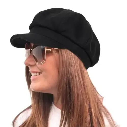 Women Fashion Newsboy Hats Wool Beret Vintage Cabbie Cap Bakerboy Pageboy Winter Hat for Ladies Girls - 1