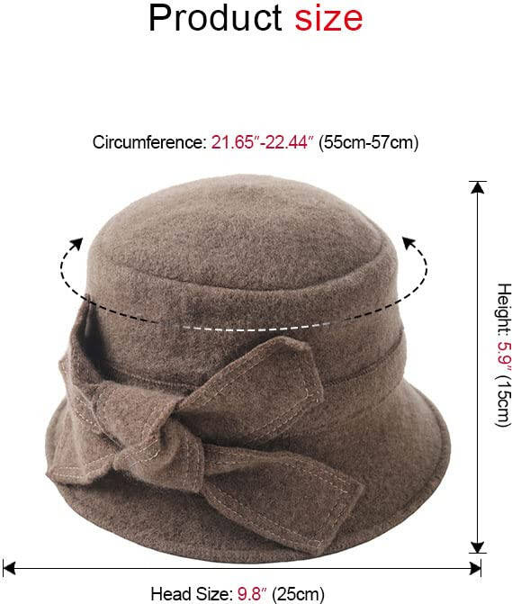 Women Felt Bucket Hat Vintage Floral Wool Dress Winter Hats - 3