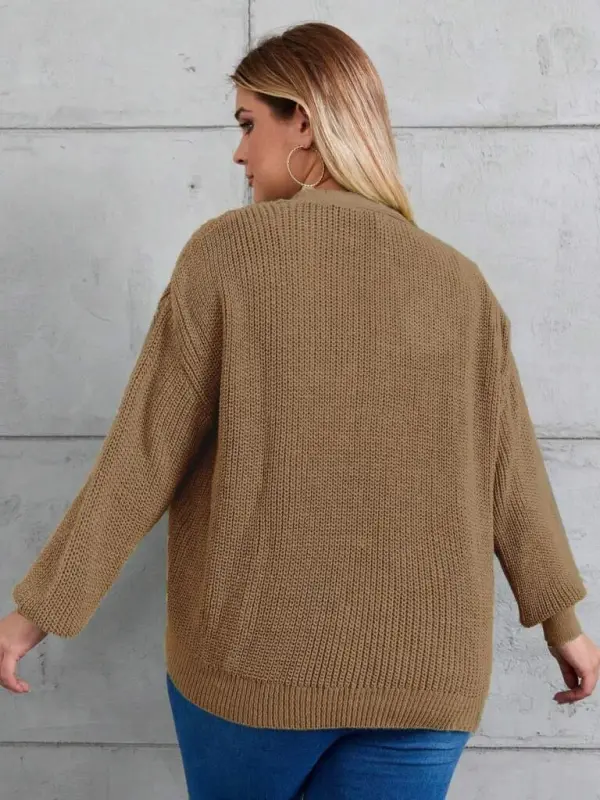 Women Five Button Plus Size Knitted Cardigan - 5