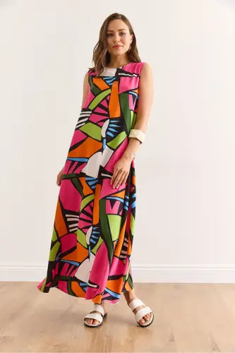 Women Fuchsia Back Drop Oversize Maxi Woven Viscose - 3