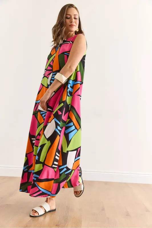 Women Fuchsia Back Drop Oversize Maxi Woven Viscose - 6
