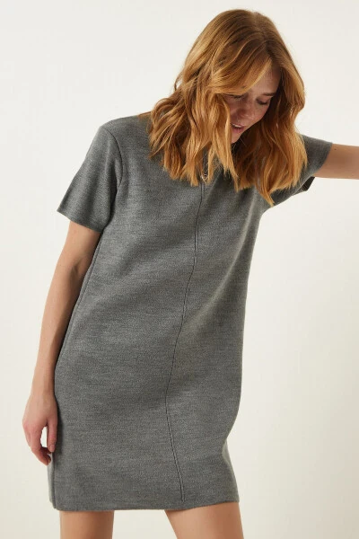 Women Gray Soft Touch Mini Knitted Dress DP00197 - 3