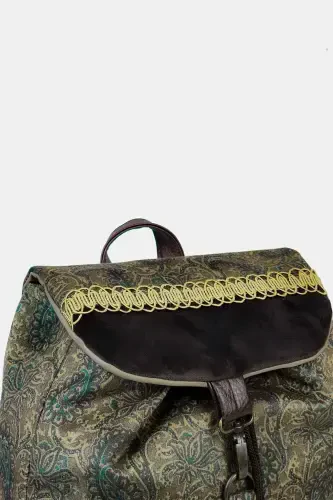 Women Green Handmade Backpack-GreenShawl - AYŞE TEYZE'NIN ÇANTALARI (1)