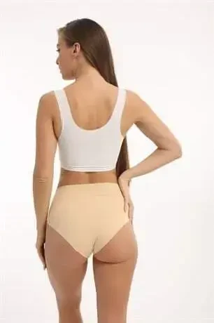 Women High Waist Basic Seamless Laser Cut Panty 3 Pack Nude - 22