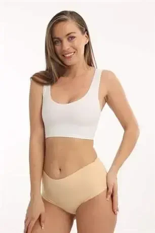 Women High Waist Basic Seamless Laser Cut Panty 3 Pack Nude - 17