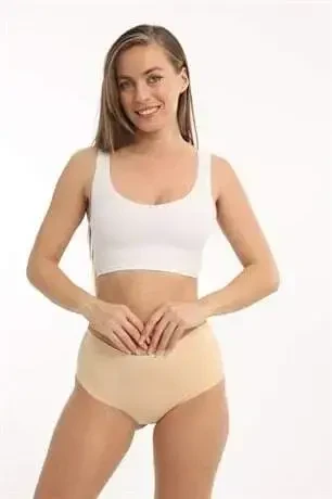 Women High Waist Basic Seamless Laser Cut Panty 3 Pack Nude - 16