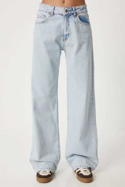 Women Ice Blue Wide Leg Loose Fit Jean UT00018 - 3
