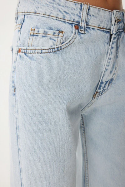 Women Ice Blue Wide Leg Loose Fit Jean UT00018 - 4