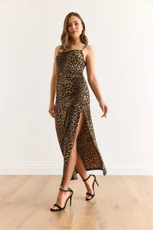 Women Leopard Coffee Strap Adjustable Drape Deta - 5