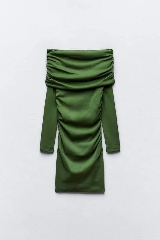 Women Madonna Handkerchief Collar Opportunity product Ruched Mini Dress - 8