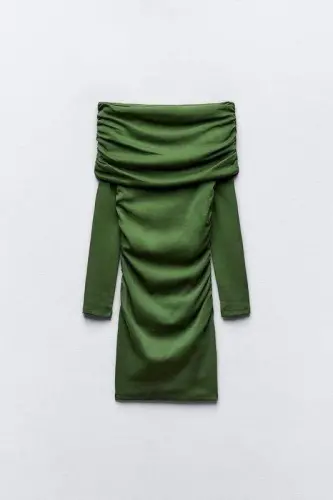 Women Madonna Handkerchief Collar Opportunity product Ruched Mini Dress - 3