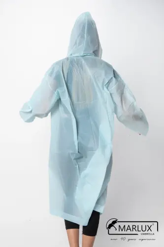 Women Men Raincoat Hooded Snap Eva Baby Blue Raincoat M21mrc881r10-Baby Blue - 3