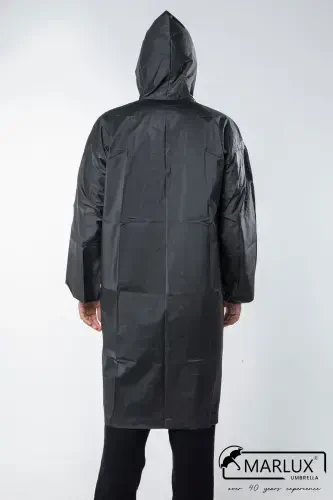 Women Men Raincoat Hooded Snap Eva Black Raincoat M21mrc881r03-Black - 8
