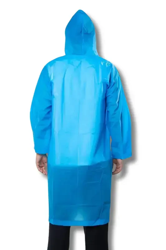 Women Men Raincoat Hooded Snap Eva Blue Raincoat Bymmrc881r08-Blue - 3