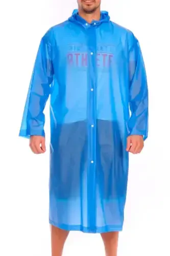 Women Men Raincoat Hooded Snap Eva Blue Raincoat Bymmrc881r08-Blue - 5