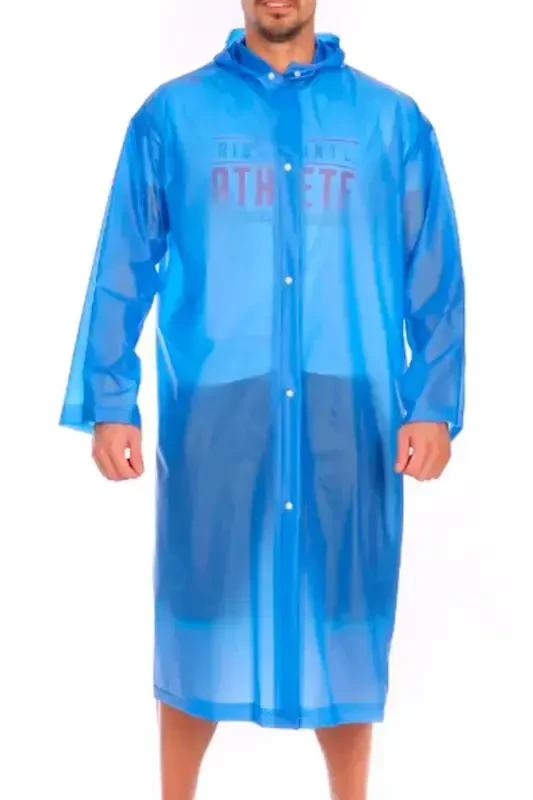 Women Men Raincoat Hooded Snap Eva Blue Raincoat Bymmrc881r08-Blue - 5