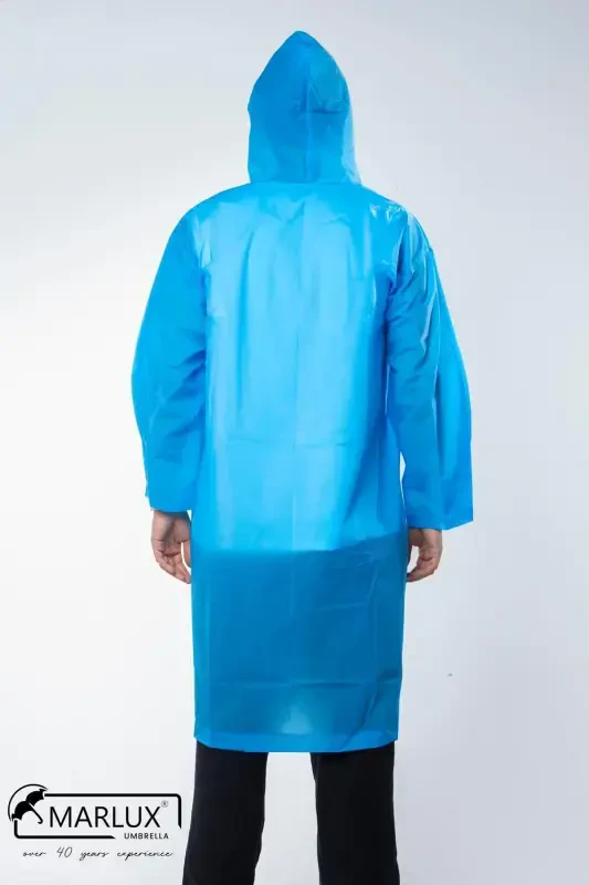 Women Men Raincoat Hooded Snap Eva Blue Raincoat M21mrc881r08-Blue - 7