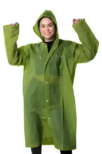 Women Men Raincoat Hooded Snap Eva Dark Green Military Green Raincoat M21MRC881R16-Dark Green - MARLUX (1)