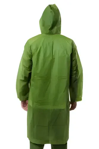 Women Men Raincoat Hooded Snap Eva Dark Green Military Green Raincoat M21MRC881R16-Dark Green - 5