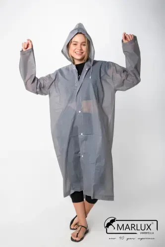Women Men Raincoat Hooded Snap Eva Gray Raincoat M21mrc881r05-Gray - MARLUX (1)