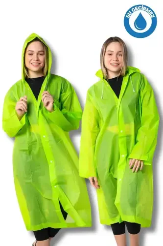 Women Men Raincoat Hooded Snap Eva Green Raincoat Bymmrc881r12-Green - 1