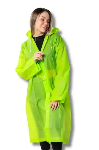 Women Men Raincoat Hooded Snap Eva Green Raincoat Bymmrc881r12-Green - 3