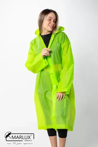 Women Men Raincoat Hooded Snap Eva Green Raincoat M21mrc881r12-Green - 1