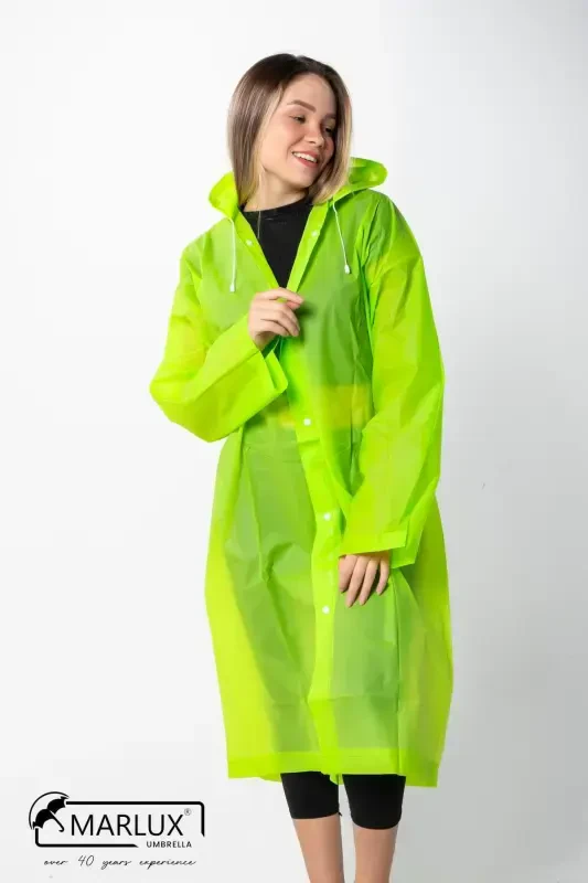 Women Men Raincoat Hooded Snap Eva Green Raincoat M21mrc881r12-Green - MARLUX