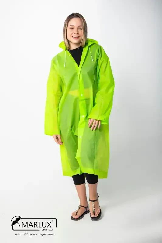 Women Men Raincoat Hooded Snap Eva Green Raincoat M21mrc881r12-Green - 3