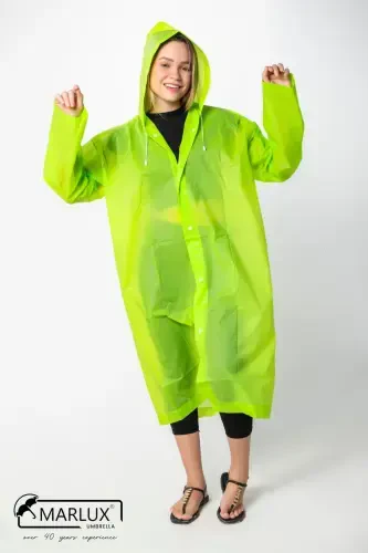Women Men Raincoat Hooded Snap Eva Green Raincoat M21mrc881r12-Green - 4