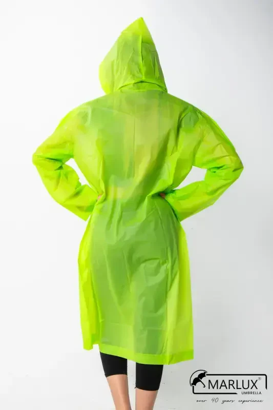 Women Men Raincoat Hooded Snap Eva Green Raincoat M21mrc881r12-Green - 5