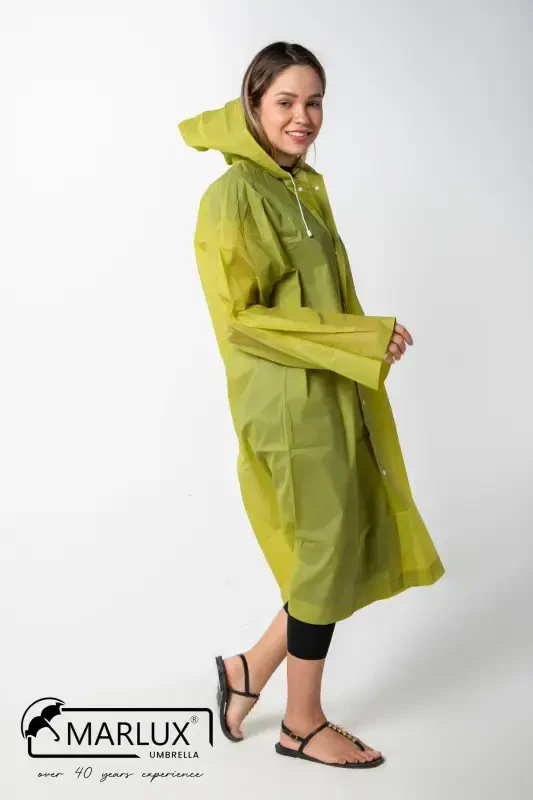 Women Men Raincoat Hooded Snap Eva Khaki Raincoat M21mrc881r06-Khaki - 3