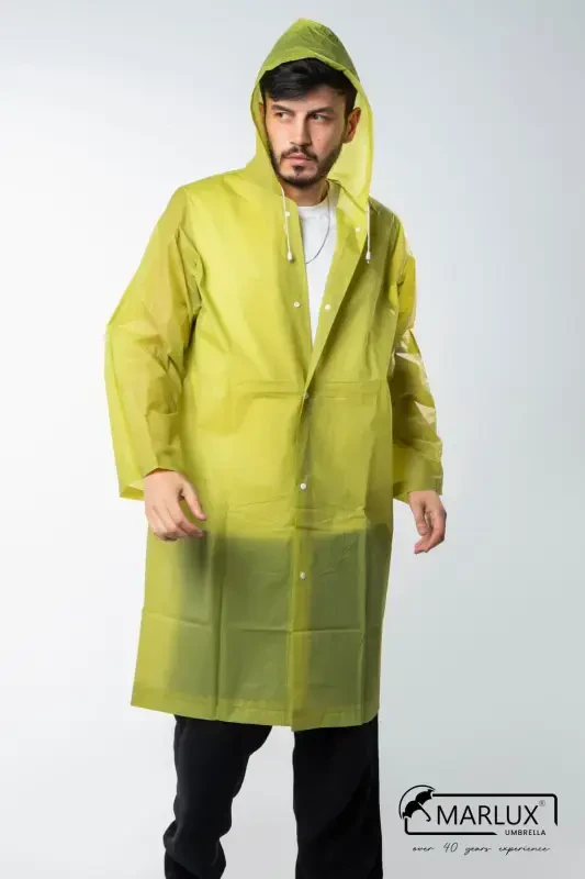 Women Men Raincoat Hooded Snap Eva Khaki Raincoat M21mrc881r06-Khaki - 4