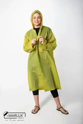 Women Men Raincoat Hooded Snap Eva Khaki Raincoat M21mrc881r06-Khaki - 5