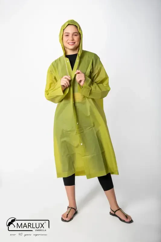 Women Men Raincoat Hooded Snap Eva Khaki Raincoat M21mrc881r06-Khaki - 5