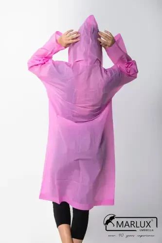 Women Men Raincoat Hooded Snap Eva Pink Raincoat M21mrc881r11-Pink - 6