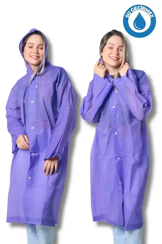 Women Men Raincoat Hooded Snap Eva Purple Raincoat Bymmrc881r09-Purple - BY MARINE
