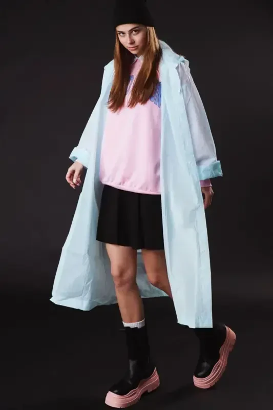 Women Men Raincoat Hooded Snap Eva Water Green Raincoat Bymmrc881r10-Water Green - 3