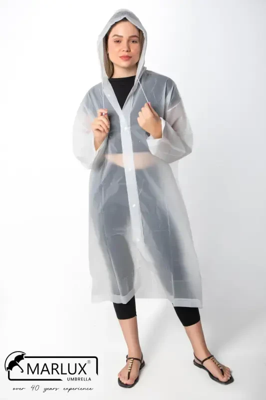 Women Men Raincoat Hooded Snap Eva White Raincoat M21mrc881r02-White - MARLUX