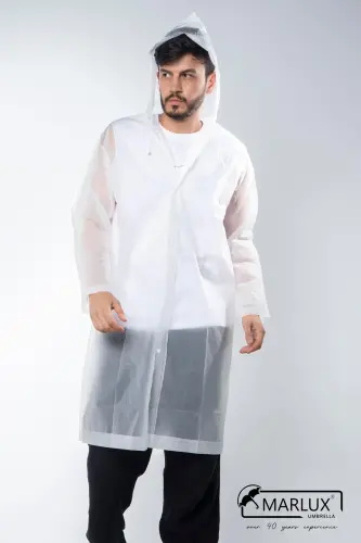 Women Men Raincoat Hooded Snap Eva White Raincoat M21mrc881r02-White - 6