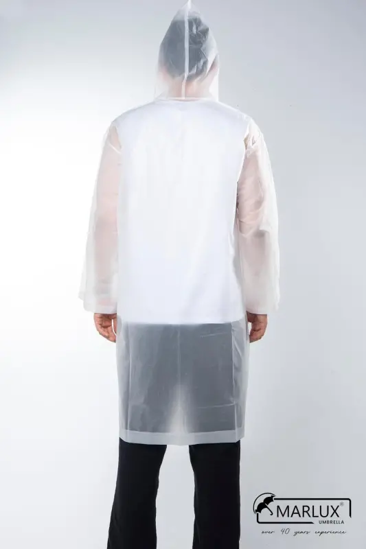 Women Men Raincoat Hooded Snap Eva White Raincoat M21mrc881r02-White - 7