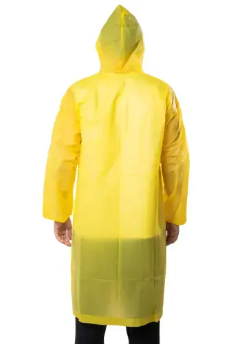 Women Men Raincoat Hooded Snap Eva Yellow Raincoat Bymmrc881r01-Yellow - 4