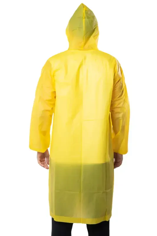 Women Men Raincoat Hooded Snap Eva Yellow Raincoat Bymmrc881r01-Yellow - 4