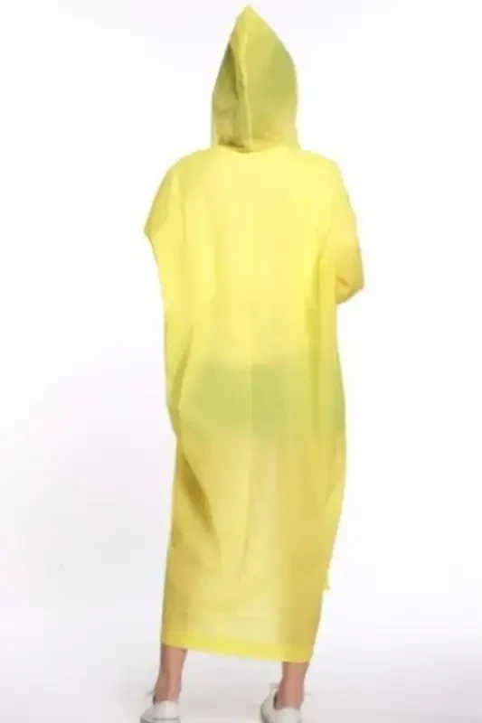 Women Men Raincoat Hooded Snap Eva Yellow Raincoat Bymmrc881r01-Yellow - 8