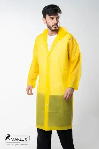 Women Men Raincoat Hooded Snap Eva Yellow Raincoat M21mrc881r01-Yellow - 6