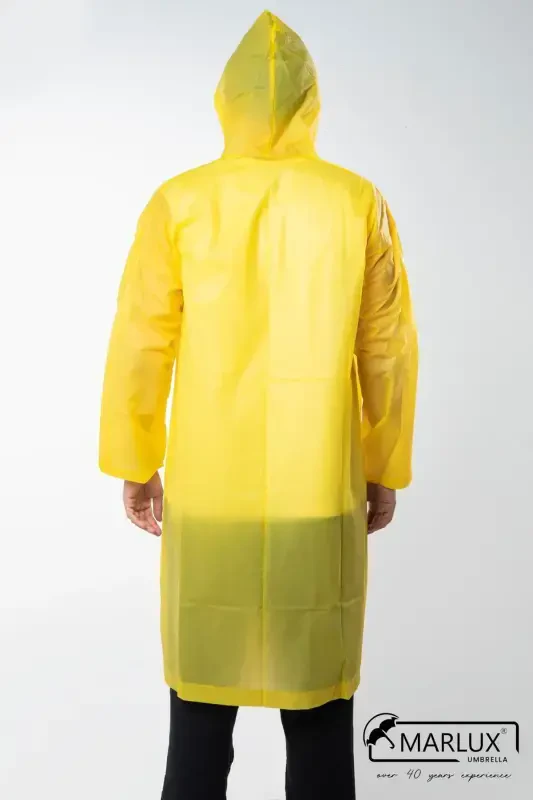 Women Men Raincoat Hooded Snap Eva Yellow Raincoat M21mrc881r01-Yellow - 8