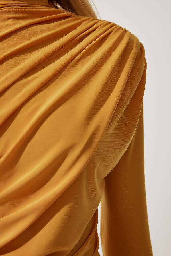 Women Mustard Pleated Detailed Collar Sandy Blouse FF00135 - 4