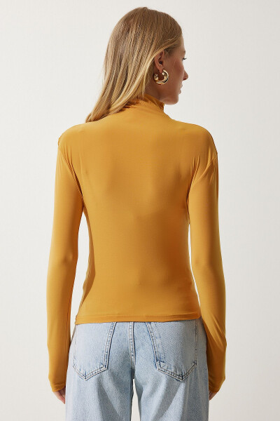 Women Mustard Pleated Detailed Collar Sandy Blouse FF00135 - 5